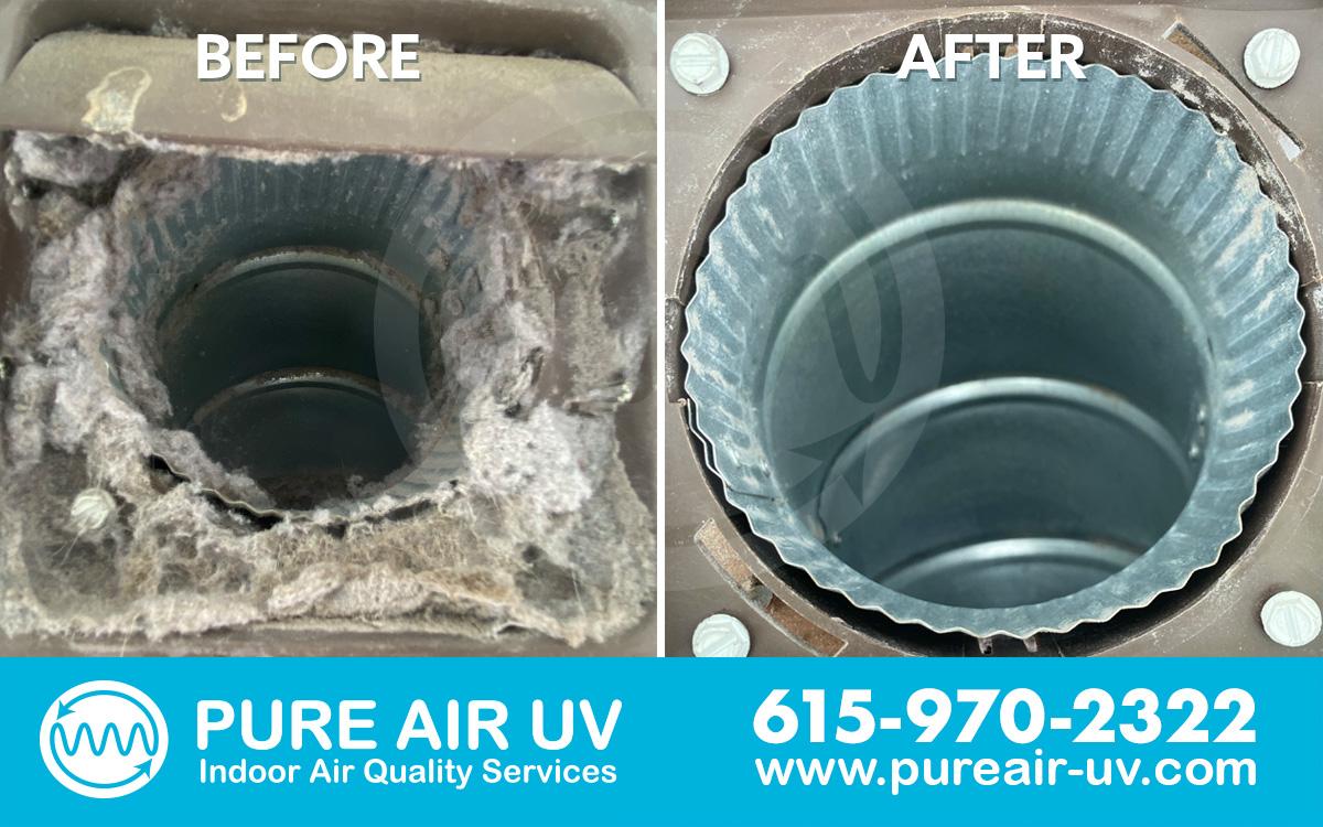 Before and After Dryer Vent Cleaning for Brentwood, TN Customer